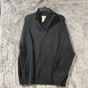 LL Bean 1/4 Zip Outdoor Camp Black Pullover Sweater Men’s Size Extra Large XL